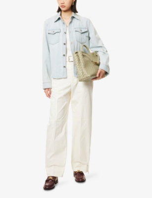 Bottega Veneta Womens Straight-leg Cotton Twill Trousers Frosting In White