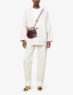 Bottega Veneta Womens Pink Shell V-neck Raglan-sleeves Wool And Cashmere Coat In Pink