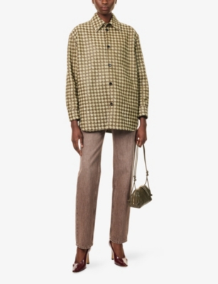Bottega Veneta Womens Liana Travertine Intrecciato Leather And Suede Shirt In Brown
