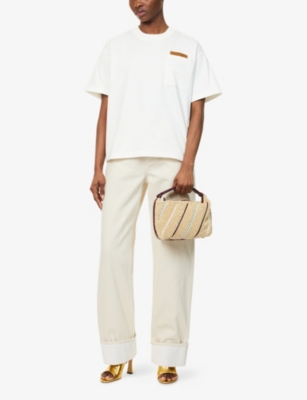 Bottega Veneta Womens Chalk Patch-pockets Relaxed-fit Cotton-jersey T-shirt Xl In White