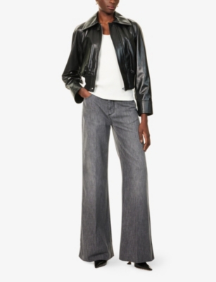 Bottega Veneta Womens Washed Black Faded-wash Wide-leg Denim Jeans In Blue