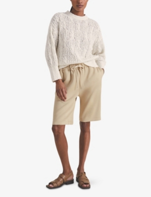 Shop Reiss Womens  X Les 100 Ciels Longline Relaxed-fit Jersey Shorts In Sage