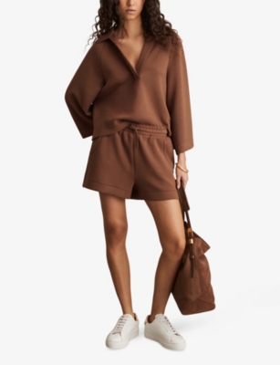 REISS: Jodie Elasticated-Waist Stretch-Jersey Shorts