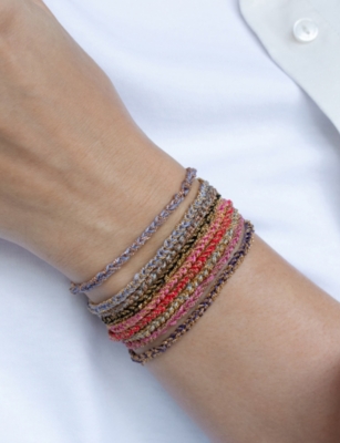 LA MAISON COUTURE: ASSYA Panama 18ct Yellow Gold-Plated Sterling-Silver and Silk Friendship Bracelet