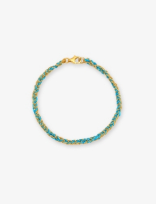 La Maison Couture Womens Assya Panama 18ct Yellow Gold-plated Sterling-silver And Silk Friendship Bracelet Turquois In Turquoise