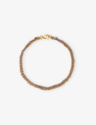 La Maison Couture Womens Assya Panama 18ct Yellow Gold-plated Sterling-silver And Silk Friendship Bracelet Lilac In Lilac
