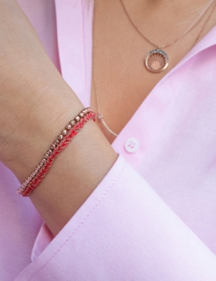 Shop La Maison Couture Womens Red Assya Panama 18ct Rose Gold-plated Sterling-silver And Silk Friendship Bracelet