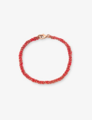 Shop La Maison Couture Womens Red Assya Panama 18ct Rose Gold-plated Sterling-silver And Silk Friendship Bracelet