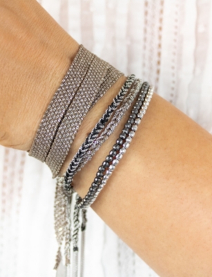La Maison Couture Womens Assya Panama Sterling-silver And Silk Friendship Bracelet Grey In Grey