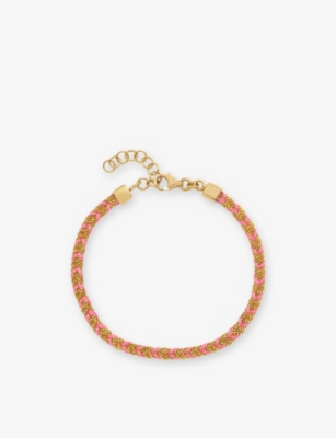 La Maison Couture Womens Assya Panama 18ct Yellow Gold-plated Sterling-silver And Silk Kuna Friendship Bracelet Pink In Pink