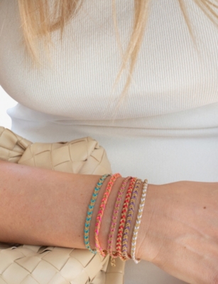 La Maison Couture Womens Assya Panama 18ct Yellow Gold-plated Sterling-silver And Silk Kuna Friendship Bracelet Red In Red