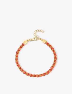 La Maison Couture Womens Assya Panama 18ct Yellow Gold-plated Sterling-silver And Silk Kuna Friendship Bracelet Red In Red