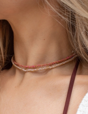 LA MAISON COUTURE: ASSYA Panama 18ct Yellow Gold-Plated Sterling-Silver and Silk Friendship Necklace