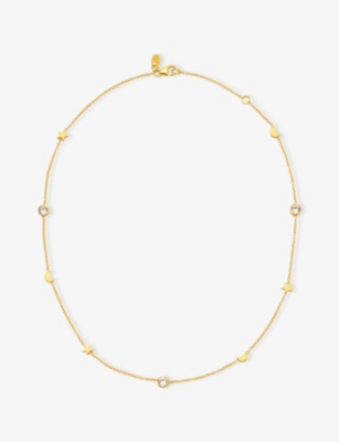 La Maison Couture Womens Assya London Selene 18ct Yellow Gold Vermeil And Cubic Zirconia Necklac In Gold