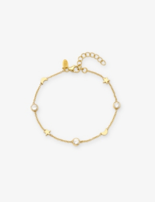 LA MAISON COUTURE: Assya London Celeste 18ct Yellow Gold Vermeil And Cubic Zirconia Bracelet