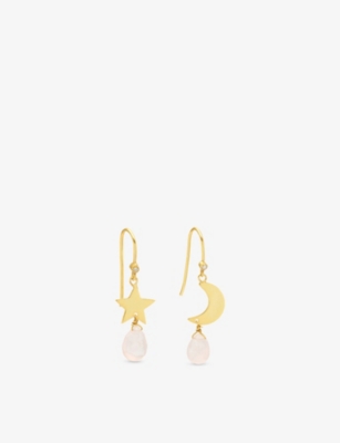 LA MAISON COUTURE: ASSYA London Astria 18ct Yellow Gold Vermeil Rose Quartz And Cubic Zirconia Earrings