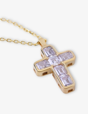 La Maison Couture Womens Ece London The Fortuna Cross 22ct Yellow Gold Vermeil And Zircon Necklac In Gold