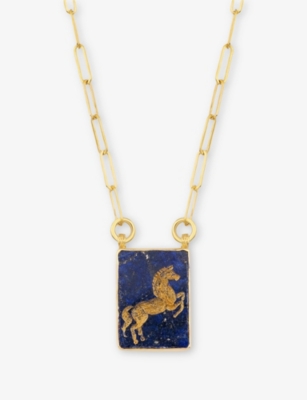 LA MAISON COUTURE: Ece London The Horse 22ct Yellow Gold Vermeil&nbsp;And Lapis Lazuli  Necklace