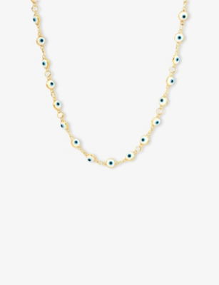 La Maison Couture Womens Ece London The Nazar Ii 22ct Yellow Gold Vermeil Chain Necklace Whit In White