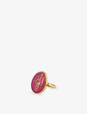 La Maison Couture Womens Ece London The Angel Of Peace 22ct Yellow Gold Vermeil And Carnelian Ring Red In Red