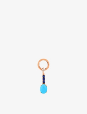 LA MAISON COUTURE: Selda 18ct Rose Gold, 0.06ct Diamond, 5.2ct Turquoise And 0.13ct Sapphire Drop Earrings