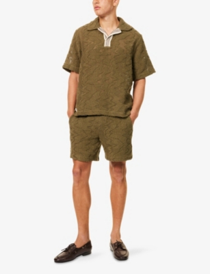 Oas Mens Pine Verve Crochet Cotton-blend Shorts Xl