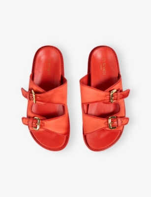 LK BENNETT: Capri Buckle Satin Flat Sandals