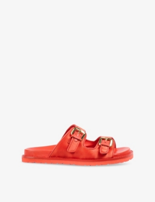 LK BENNETT: Capri Buckle Satin Flat Sandals
