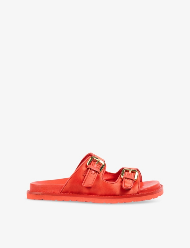 Capri Buckle Satin Flat Sandals