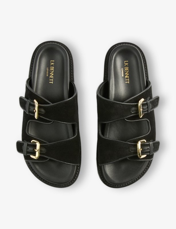 Capri Buckle Suede Flat Sandals