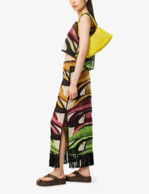 FARM RIO: Abstract Crochet Knitted Maxi Skirt