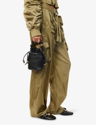 GANNI: Bou Leather-Bend Mini Bucket Bag