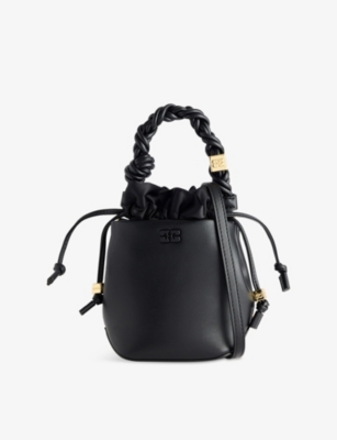 GANNI: Bou Leather-Bend Mini Bucket Bag