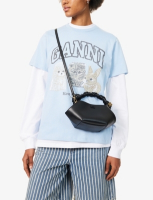 GANNI: Bou Mini Leather-Blend Top-Handle Bag