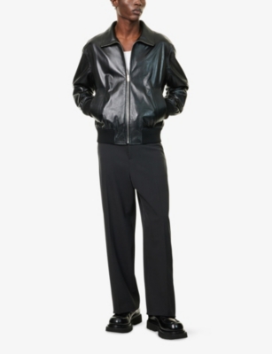 Bottega Veneta Nappa Leather Coat With Classic Collar In Black