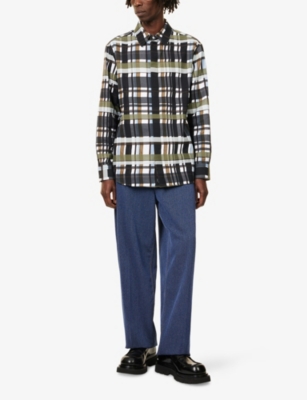 Bottega Veneta Checked Collar Shirt Long Sleeves In Gray