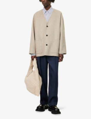 Bottega Veneta Light Double Wool And Cashmere Coat In Neutral