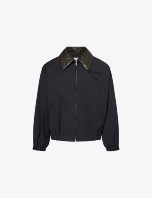 BOTTEGA VENETA: Intrecciato-Collar Blouson Cotton-Blend Jacket