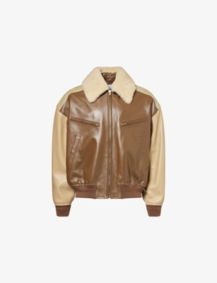 BOTTEGA VENETA: Suede-Panels Fur-Collar Leather Jacket