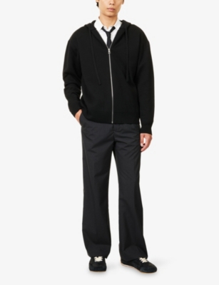 Bottega Veneta Mens Charcoal Melange Relaxed-fit Wide-leg Wool Trousers In Gray