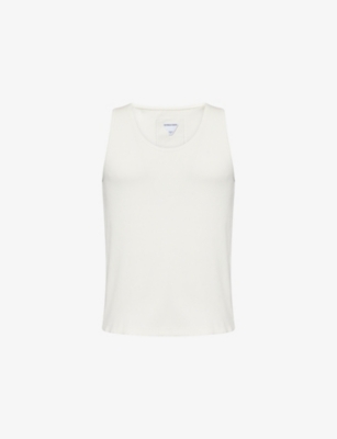 BOTTEGA VENETA: Compact Brand-Patch Cotton-Blend Ribbed Knit Tank Top