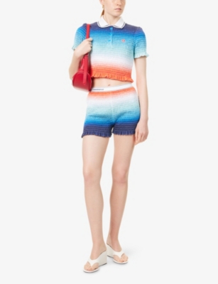 Casablanca Womens Gradient Shirred Cotton-poplin Shorts Xs In Gradient