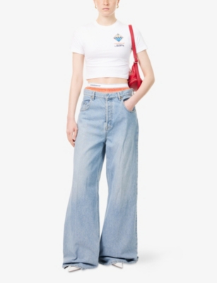 Casablanca Womens Lete En Liberte L'été En Liberté Cropped Stretch-cotton T-shirt In Lete En Liberte