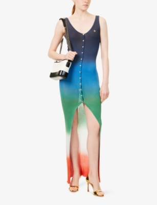CASABLANCA: Gradient Ribbed Cotton-Blend Maxi Dress