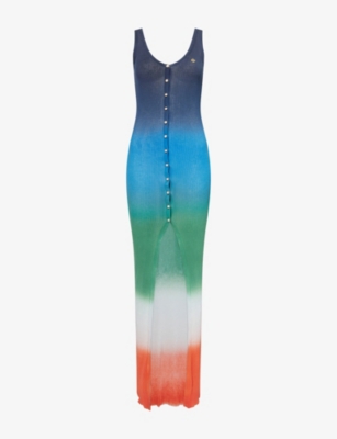 CASABLANCA: Gradient Ribbed Cotton-Blend Maxi Dress