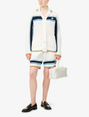 Casablanca Womens Crochet Tennis Striped Cotton-knit Jacket In Tennis Stripe