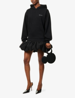 Coperni Black Sweatshirt With Logo Lettering And Front Kangaroo Pocket In Cotton Woman