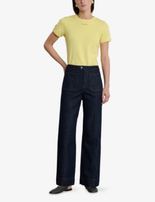 Soeur Womens Noir Harry Wide-leg High-rise Denim Jeans In Brut