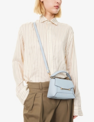 Strathberry Womens Dusky Blue Mosaic Nano Leather Top Handle Bag