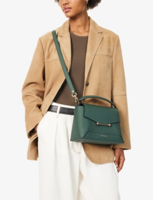 Strathberry Mosaic Top Handle Grain Bottle Green Bags